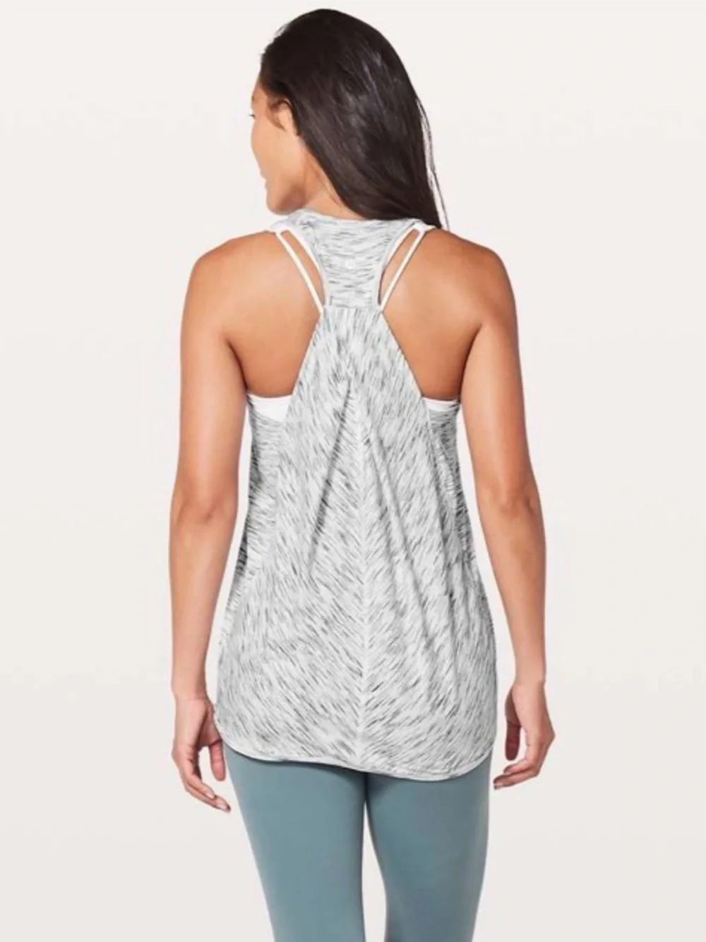 Heathered White & Black Racerback Tank Top